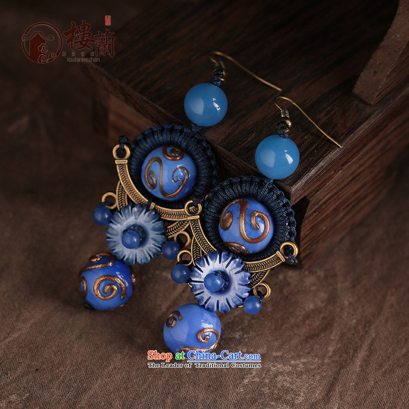 Blue glass earrings women ancient classical agate long temperament ear fall arrest girls China wind ear ornaments 925 Yingerh Cod check_ANTI-ALLERGY plus 2 Yuan, possession of the United States , , , shopping on the Internet