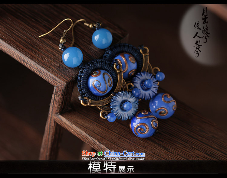 Blue glass earrings women ancient classical agate long temperament ear fall arrest girls China wind ear ornaments ordinary alloy earhook copper-colored_high hardness, not easy to deform picture, prices, brand platters! The elections are supplied in the national character of distribution, so action, buy now enjoy more preferential! As soon as possible.
