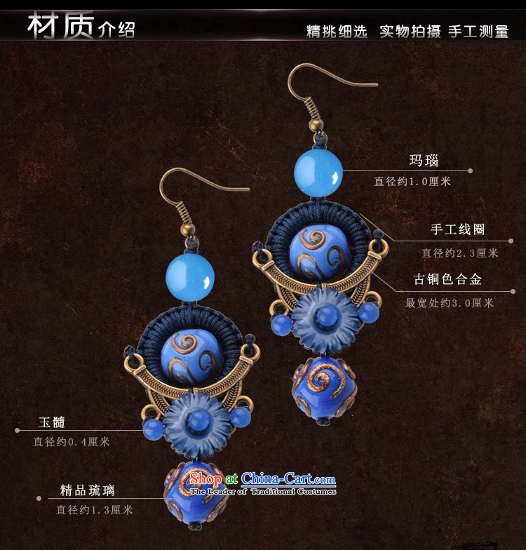 Blue glass earrings women ancient classical agate long temperament ear fall arrest girls China wind ear ornaments ordinary alloy earhook copper-colored_high hardness, not easy to deform picture, prices, brand platters! The elections are supplied in the national character of distribution, so action, buy now enjoy more preferential! As soon as possible.