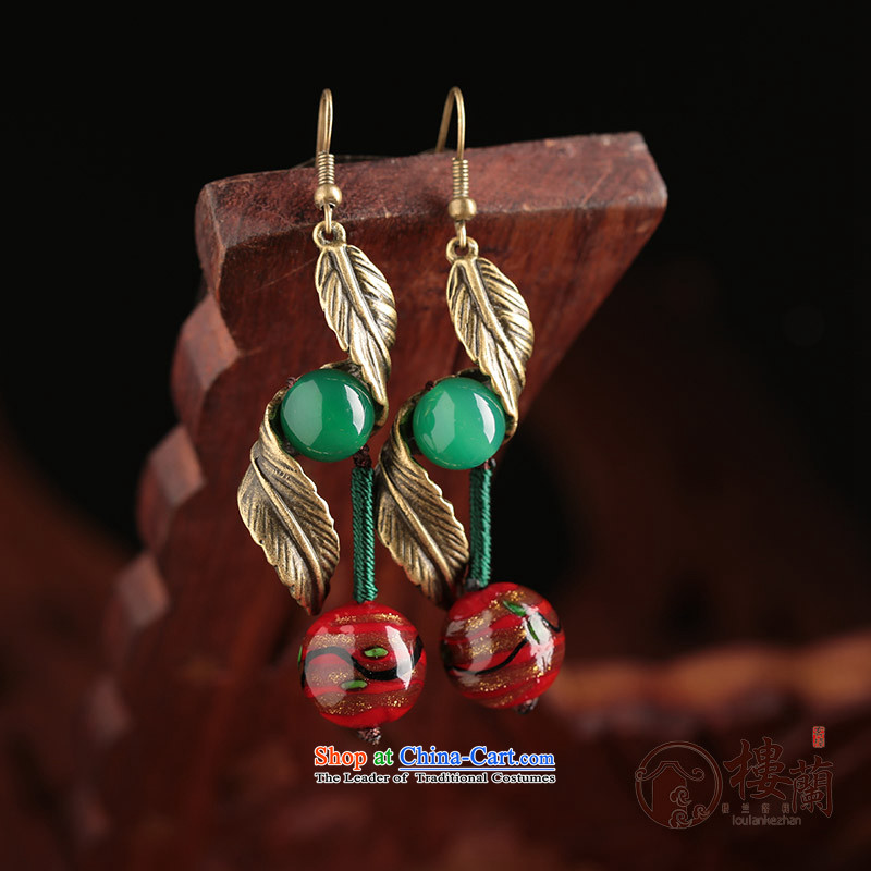 Green glass ornaments Red Agate ancient style China wind earrings long temperament female ancient ear ear ornaments fall arrest 925 Yingerh Cod check_ANTI-ALLERGY plus 2 Yuan, possession of the United States , , , shopping on the Internet