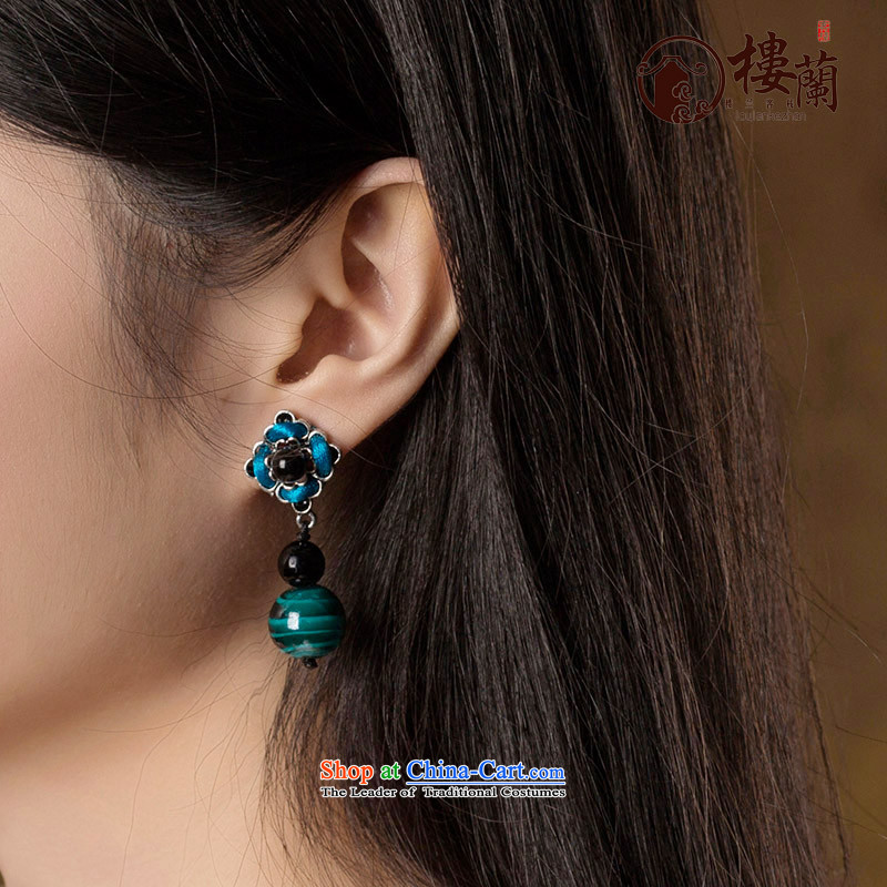 Original manually national retro China Wind Flower agate wild personality female ear nails, possession of the United States , , , shopping on the Internet