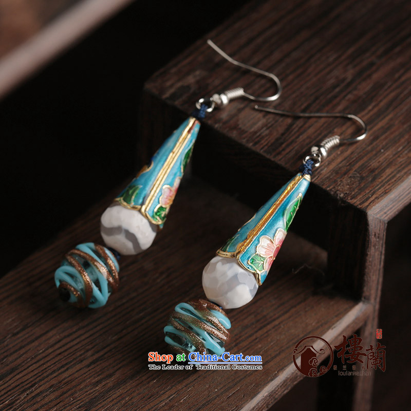Ethnic earrings female long ancient ear ear fall arrester temperament hanging glass retro jewelry Cloisonne Accessory female plain alloy earhook_high hardness, not easy to deform, possession of the United States , , , shopping on the Internet