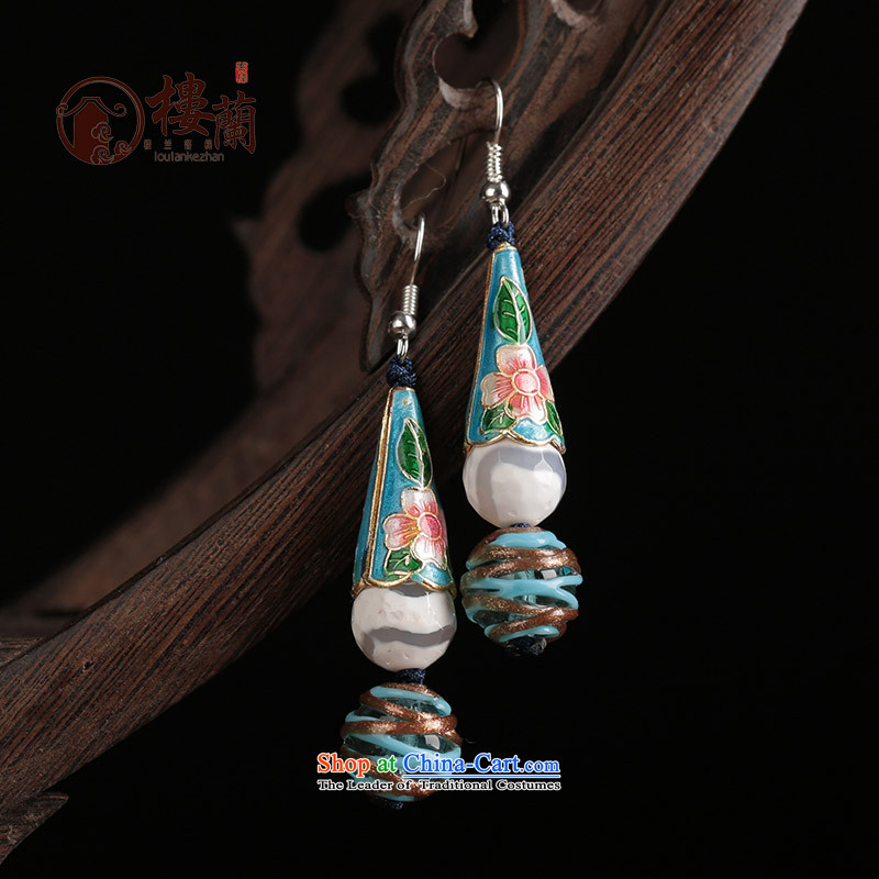 Ethnic earrings female long ancient ear ear fall arrester temperament hanging glass retro jewelry Cloisonne Accessory female 925 Yingerh Cod check_ANTI-ALLERGY plus 2 Yuan, possession of the United States , , , shopping on the Internet