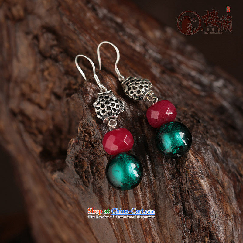 Glass Classical Chinese earrings sheikhs wind ears pierced ears female retro-ornaments of ethnic fall arrester for examination by the EAR 925_ANTI-ALLERGY plus 2 Yuan, possession of the United States , , , shopping on the Internet