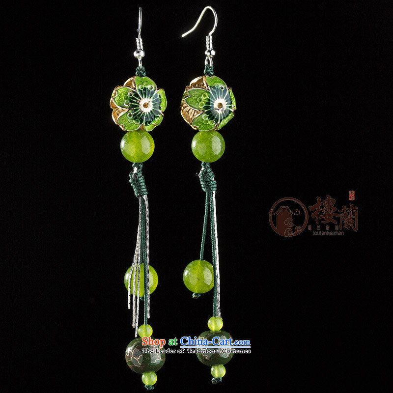 Green Cloisonne Accessory ethnic earrings ear fall arrest long ancient aura Stylish ornaments wind sheikhs female switch Ear Clip Silver _Fit No Kungkuan, 2 from $US , , , shopping on the Internet