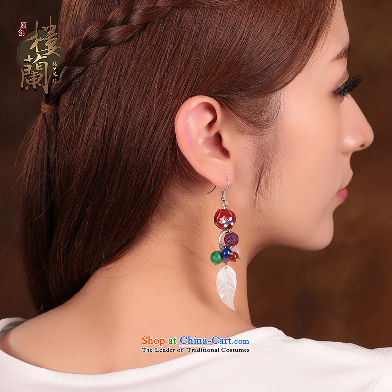 Seashell leaves glass powder Crystal Jewelry products ancient style of ethnic earrings ear fall arrest long female switch Ear Clip (2 million), possession and shopping on the Internet has been pressed.