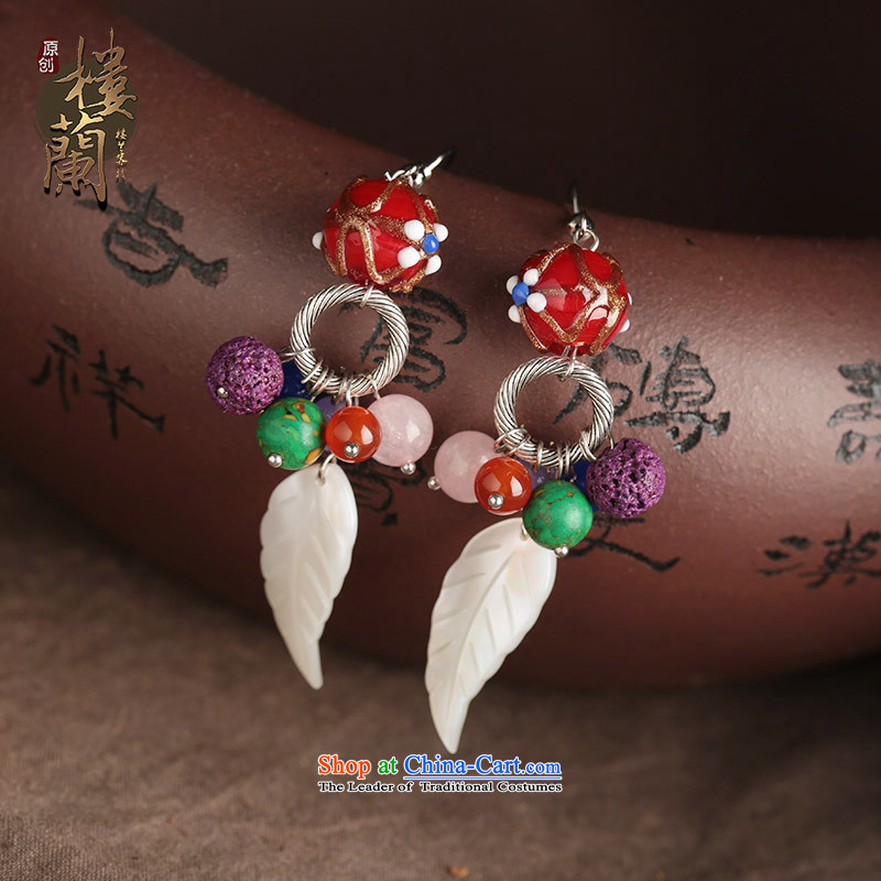 Seashell leaves glass powder Crystal Jewelry products ancient style of ethnic earrings ear fall arrest long female 925 Yingerh Cod check_ANTI-ALLERGY plus 2 Yuan, possession of the United States , , , shopping on the Internet