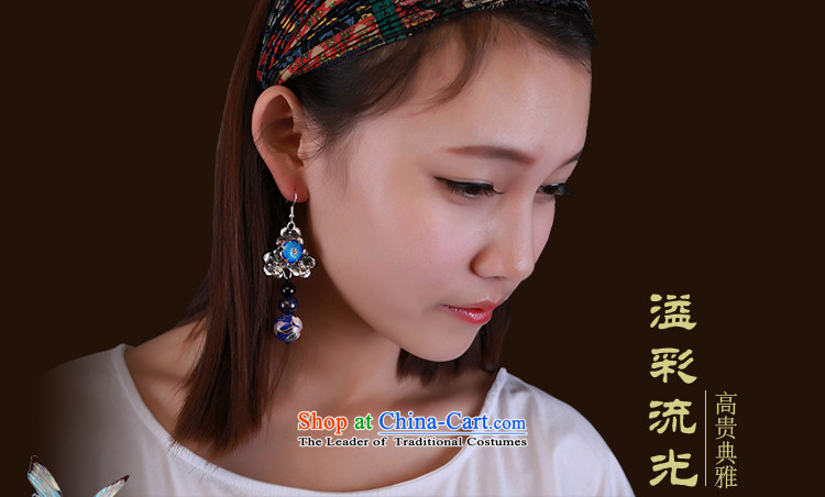 Blue Cloisonne Accessory ceramic ethnic earrings clip-on no Kungkuan ear fall arrest retro China wind ear ornaments ordinary alloy earhook copper-colored_high hardness, not easy to deform picture, prices, brand platters! The elections are supplied in the national character of distribution, so action, buy now enjoy more preferential! As soon as possible.
