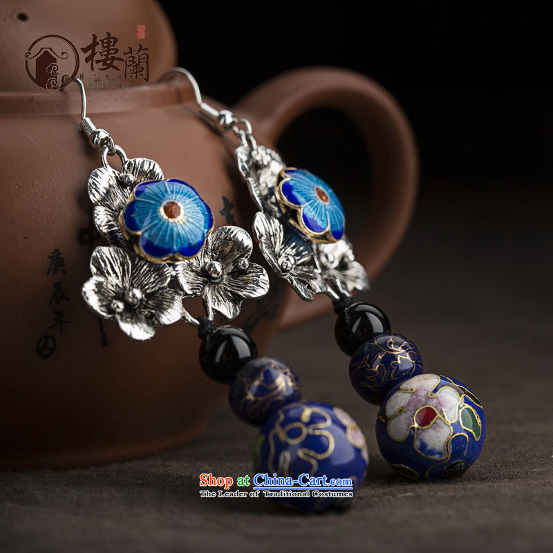 Blue Cloisonne Accessory ceramic ethnic earrings clip-on no Kungkuan ear fall arrest retro China wind ear ornaments ordinary alloy earhook copper-colored_high hardness, not easy to deform, possession of the United States , , , shopping on the Internet