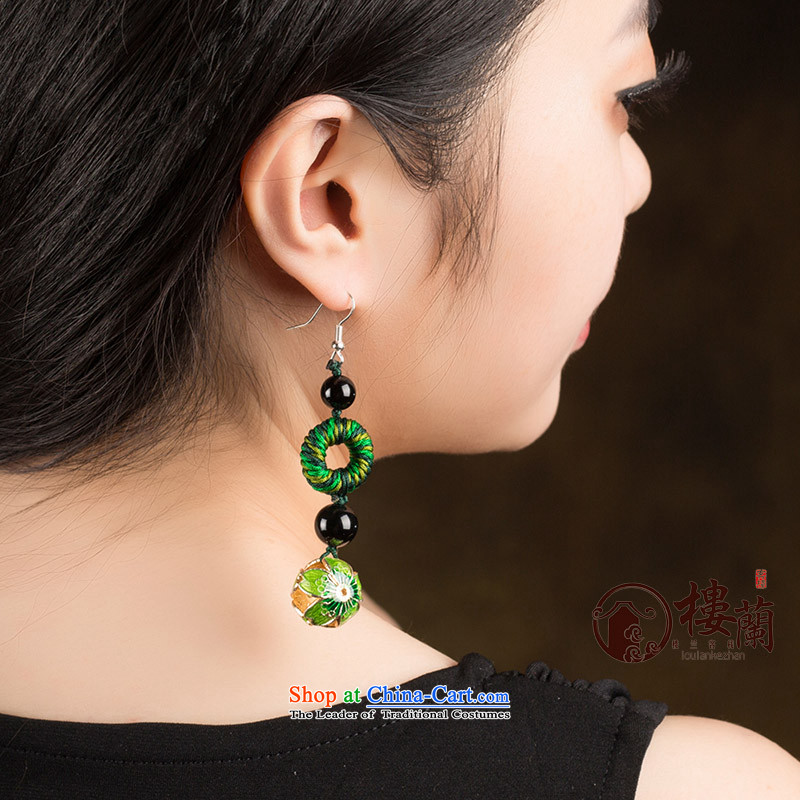 Long Green Cloisonne Accessory decor original earrings manually ornaments ear ancient China wind ear fall arrest girls ordinary alloy earhook_high hardness, not easy to deform, possession of the United States , , , shopping on the Internet