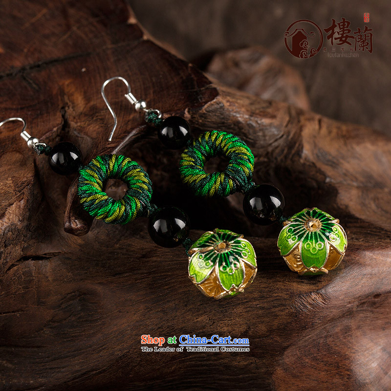 Long Green Cloisonne Accessory decor original earrings manually ornaments ear ancient China wind ear fall arrest girls ordinary alloy earhook_high hardness, not easy to deform, possession of the United States , , , shopping on the Internet