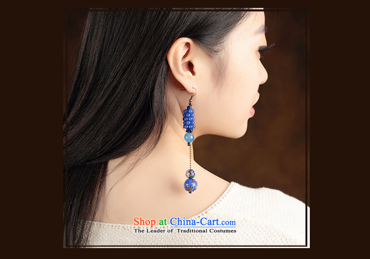 Blue glass earrings classic Chinese Wind Cloisonne Accessory jewelry ancient long ear ear ornaments female plain fall arrester alloy earhook copper-colored_high hardness, not easy to deform picture, prices, brand platters! The elections are supplied in the national character of distribution, so action, buy now enjoy more preferential! As soon as possible.