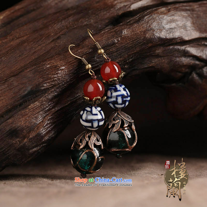 Original ethnic earrings porcelain Red Agate Pendant female retro Newworkshop Ear Ornaments between China wind Ear Clip copper-colored _Fit No Kungkuan plus 2 Yuan, possession of the United States , , , shopping on the Internet