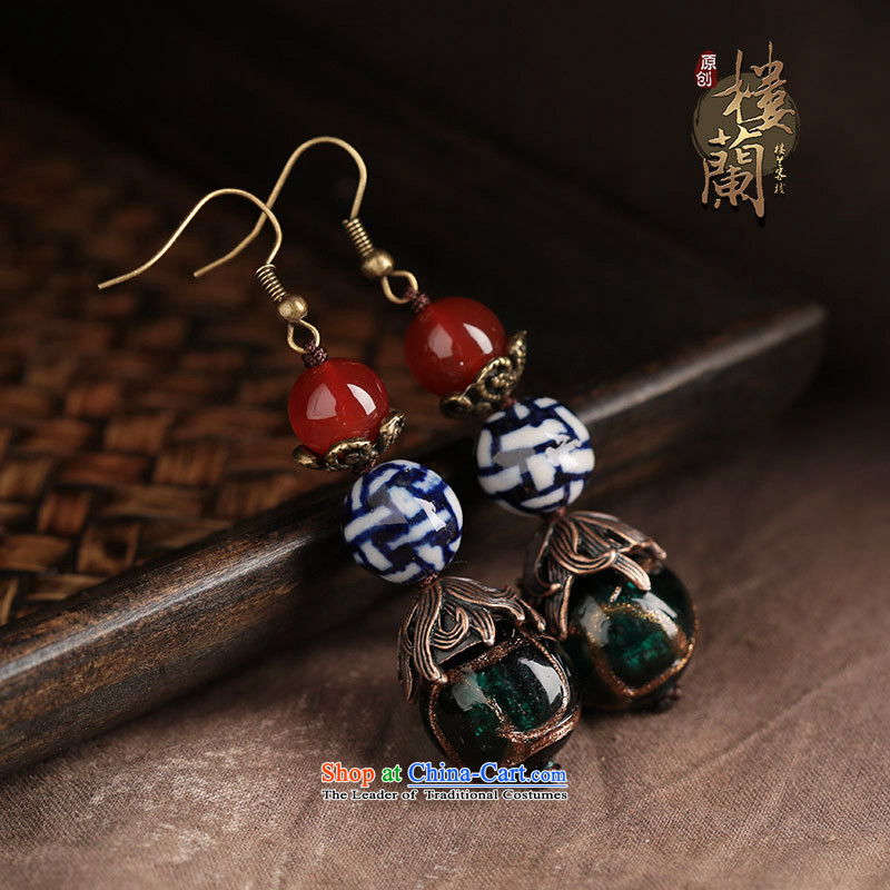 Original ethnic earrings porcelain Red Agate Pendant female retro Newworkshop Ear Ornaments China Wind 925 Yingerh Cod check_ANTI-ALLERGY plus 2 Yuan, possession of the United States , , , shopping on the Internet