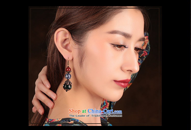 Original ethnic earrings porcelain Red Agate Pendant female retro Newworkshop Ear Ornaments China wind ordinary alloy earhook copper-colored_high hardness, not easy to deform picture, prices, brand platters! The elections are supplied in the national character of distribution, so action, buy now enjoy more preferential! As soon as possible.