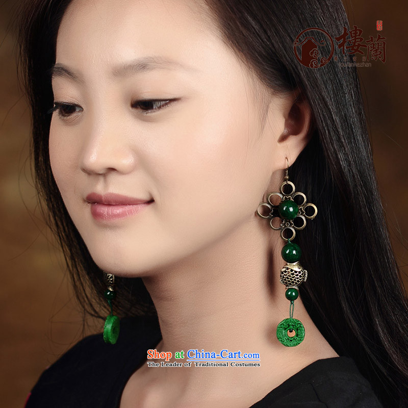 Green paint fish decorations long ethnic earrings retro ear Ancient Costume Ear Ornaments fall arrest girls ordinary alloy earhook_high hardness, not easy to deform, possession of the United States , , , shopping on the Internet
