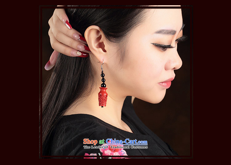Cinnabar agate long red China wind earrings no Kungkuan for Ear Clip Ancient Costume ear fall arrest girls ordinary alloy earhook_high hardness, not easy to deform picture, prices, brand platters! The elections are supplied in the national character of distribution, so action, buy now enjoy more preferential! As soon as possible.