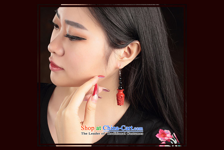 Cinnabar agate long red China wind earrings no Kungkuan for Ear Clip Ancient Costume ear fall arrest girls ordinary alloy earhook_high hardness, not easy to deform picture, prices, brand platters! The elections are supplied in the national character of distribution, so action, buy now enjoy more preferential! As soon as possible.