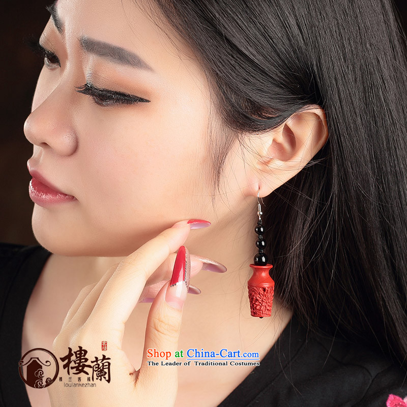 Cinnabar agate long red China wind earrings no Kungkuan for Ear Clip Ancient Costume ear fall arrest girls ordinary alloy earhook_high hardness, not easy to deform, possession of the United States , , , shopping on the Internet