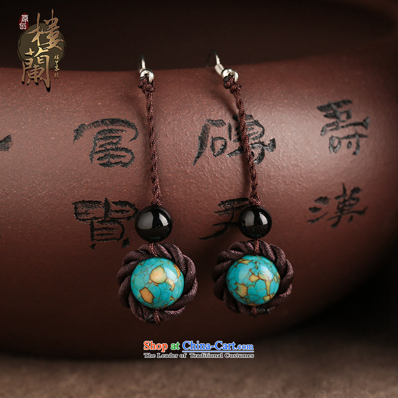 The Shek agate ethnic earrings long temperament Retro classic style fall arrester ear ear ornaments female plain ancient alloy earhook copper-colored_high hardness, not easy to deform, possession of the United States , , , shopping on the Internet
