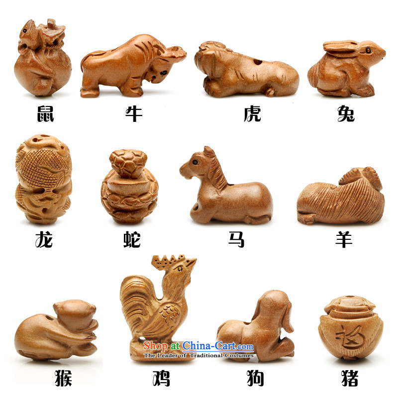 Natural mahogany wood carvings 12 zodiac bead mouse and the dragon and snake cattle Tiger Ma sheep dogs chicken farms DIY monkey hand string ornaments of the Chinese zodiac, Jim Furyk hall.... pig shopping on the Internet