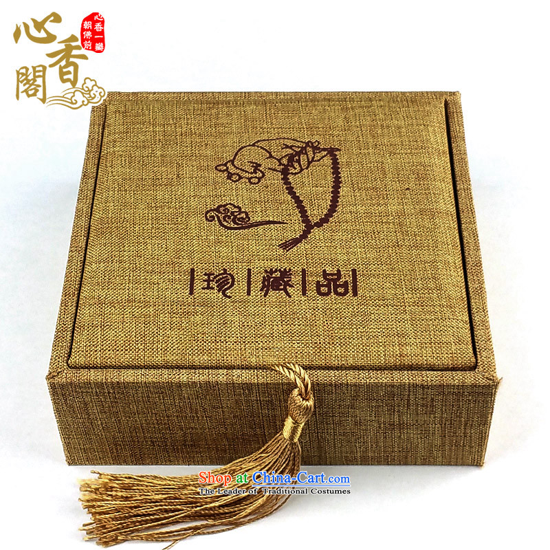 The pavilion of the fragrance of heart bead linen cartridge wooden boxes from hand chain bracelets gift packaging Jewelry Box China wind retro lift cover bead wooden box B M Ma color linen bead wooden box