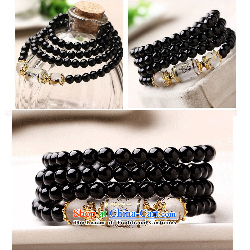 12 animals of the Clare Albemarle emulation black Onyx Obsidian Hand chain synthetic crystals 108 bead multi-turn female couple) Ornaments black sheep of the Chinese zodiac, 6mm agate Klein (kelaiyabao Ya Bao) , , , shopping on the Internet