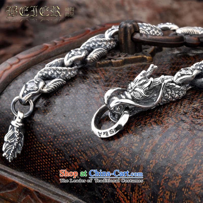 Beier stylish furnishings reminiscent of the men of the Chinese zodiac dragon silver bracelet male 925 silver wave of Chinese men and hand chain SCTYSL001 red zircon 19CM,BEIER,,, about shopping on the Internet