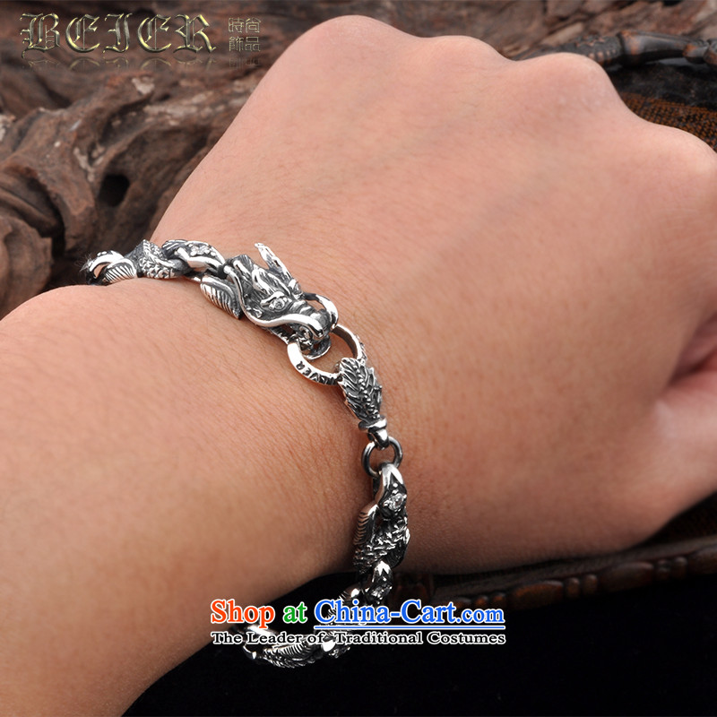 Beier stylish furnishings reminiscent of the men of the Chinese zodiac dragon silver bracelet male 925 silver wave of Chinese men and hand chain SCTYSL001 red zircon 19CM,BEIER,,, about shopping on the Internet