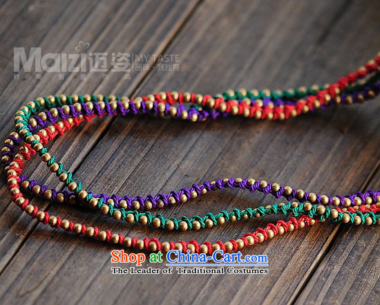 Mai Gigi Lai of ethnic purity traditional hand-woven wax-tri-color copper bells necklace color beaded gift picture, prices, brand platters! The elections are supplied in the national character of distribution, so action, buy now enjoy more preferential! As soon as possible.
