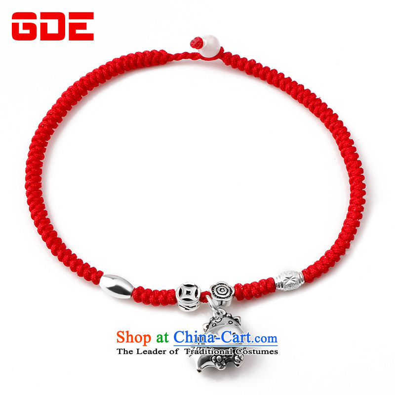 Gde S925 silver red chains of weaving Ms. Zodiac stylish chains male goat, by order of the Board of the Jewelry Ornaments?_jade couples tie interface_ Free engraving please leave a message of the Chinese zodiac.