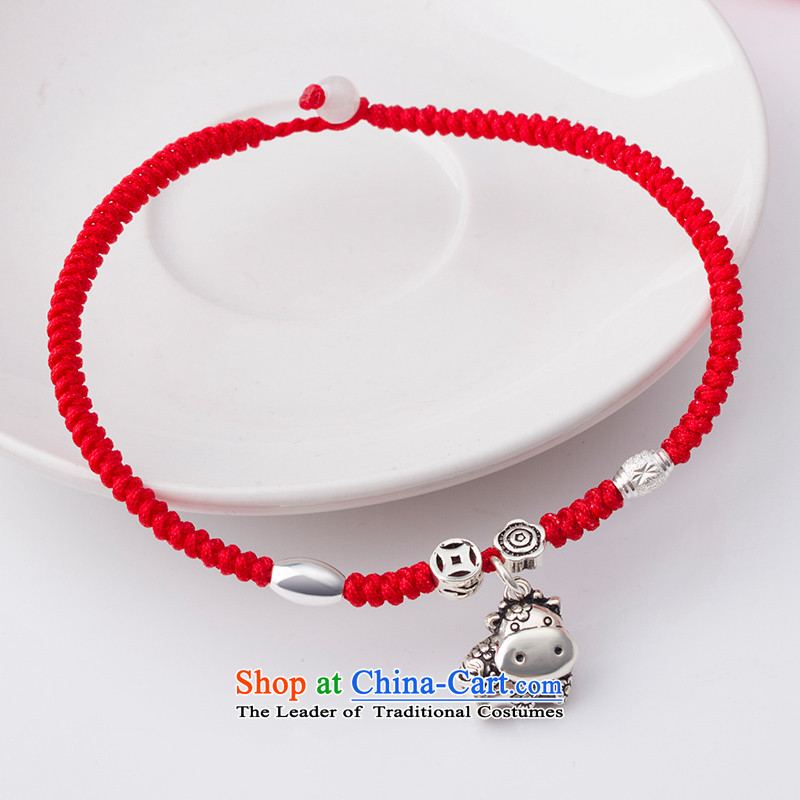 Gde S925 silver red chains of weaving Ms. Zodiac stylish chains male goat, by order of the Board of the Jewelry Ornaments (jade couples tie interface) Free engraving please leave a message of the Chinese zodiac ,gde,,, shopping on the Internet