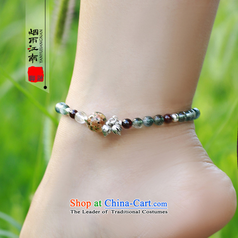 Gangnam-gu rainy retro ethnic chains and silverware made crystal clear the emulation of pomegranate stone green crystal glass ornaments spectre of stylishly decorated China wind birthday gift ankle circumference 24cm, rain Gangnam , , , shopping on the In