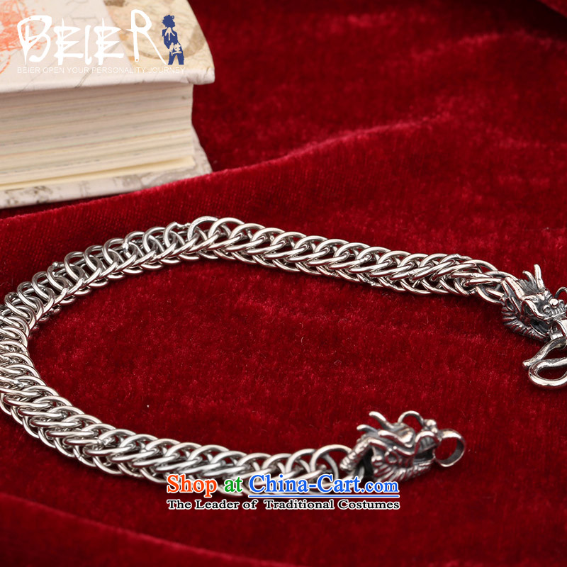 Beier stylishly 925 Silver Dragon Zhongshan WEIDE China wind) Two-Headed Dragon male and pure silver bracelet diameter 7mm length of chain SCTYSL0148 21CM,BEIER,,, shopping on the Internet