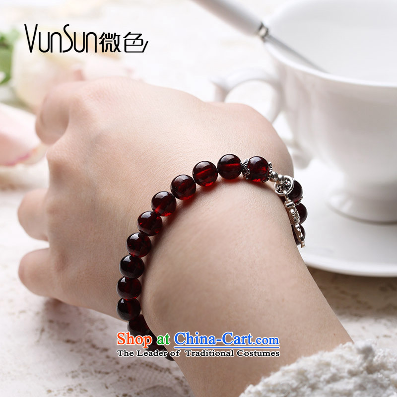 Vunsun natural crystal wine red pomegranates stone female silver hand string bead sheep in order this hand chain jewelry products Chinese Feast 8 mm diameter 15-17, Pearl micro-color (vunsun) , , , shopping on the Internet