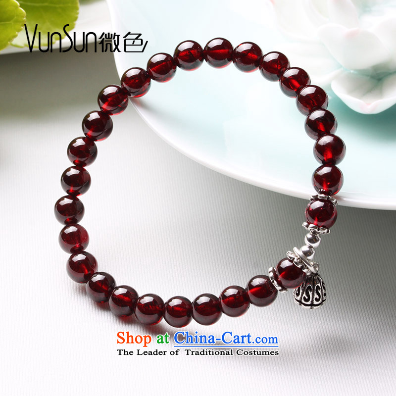 Vunsun natural crystal wine red pomegranates stone female silver hand string bead sheep in order this hand chain jewelry products Chinese Feast 8 mm diameter 15-17, Pearl micro-color (vunsun) , , , shopping on the Internet