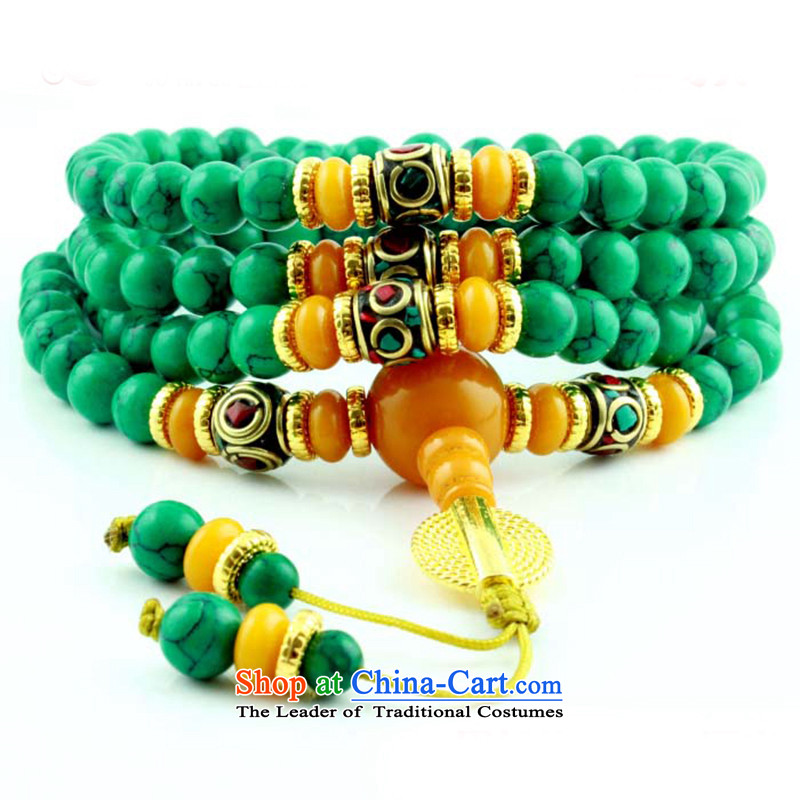 Good house-woo Tibetan style emulation turquoise bead bracelets 108 screws hand chain multiple layers of candida albicans ground resin honey wax female couple of Buddha's head of the Chinese zodiac, Woo good house chicken , , , shopping on the Internet