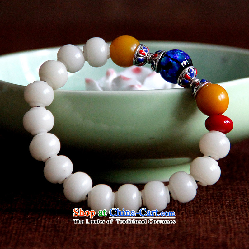Hanata for jewelry retro ethnic white bodhi root hand chain female China wind arts fresh hand skewers with ornaments, spend blue glaze tin for shopping on the Internet has been pressed.