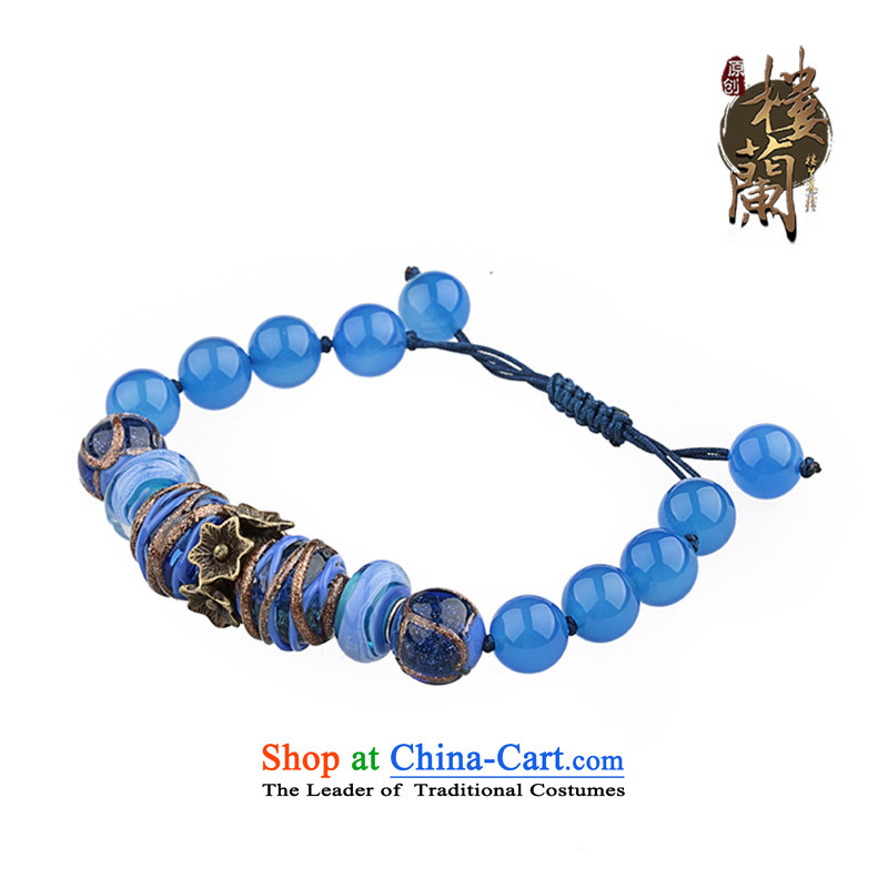 Original retro-Tibetan ethnic decor hand chain female blue glaze agate hand string China wind jewelry products wrist net size (Posted Amount )14-17 wrist strap, possession and the , , , cm shopping on the Internet