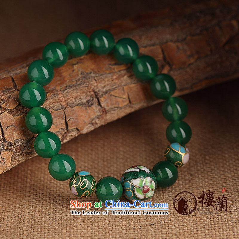 Green ethnic boudoir honey hand chain students Cloisonne Accessory agate hand string female China wind jewelry products wrist net size 20 cm, possession of the United States , , , shopping on the Internet