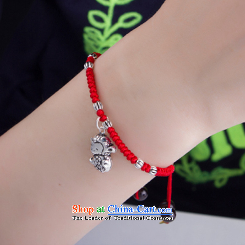 Gde 925 silver Red Hand chain female zodiac couples hand chain retro and silverware this year by order of the Chinese Zodiac Monkey Red string to the optical card ,gde,,, shopping on the Internet