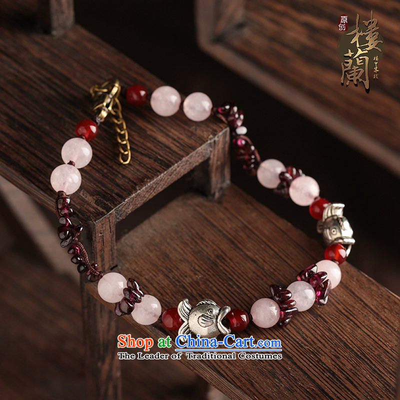Original China wind ancient style long chains of pomegranate stone powder crystal stylish fish of ethnic furnishings, possession of the United States has been pressed female shopping on the Internet