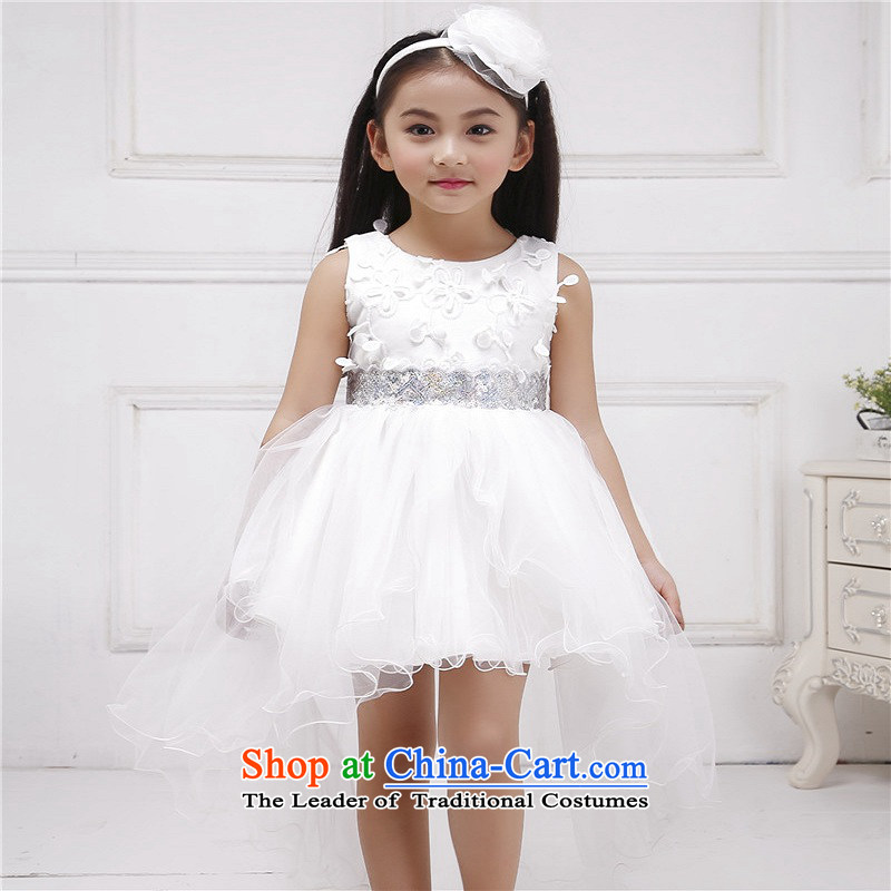 M High State Children's tail wedding dress girls dovetail princess skirt Flower Girls will bon bon skirt White?150