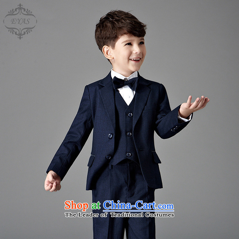 Eyas b suits small children with a suit coats winter 2015 Korean children's wear your baby Flower Girls dress (blue suit + trousers + tie + vest 140CM,EYAS,,, shopping on the Internet