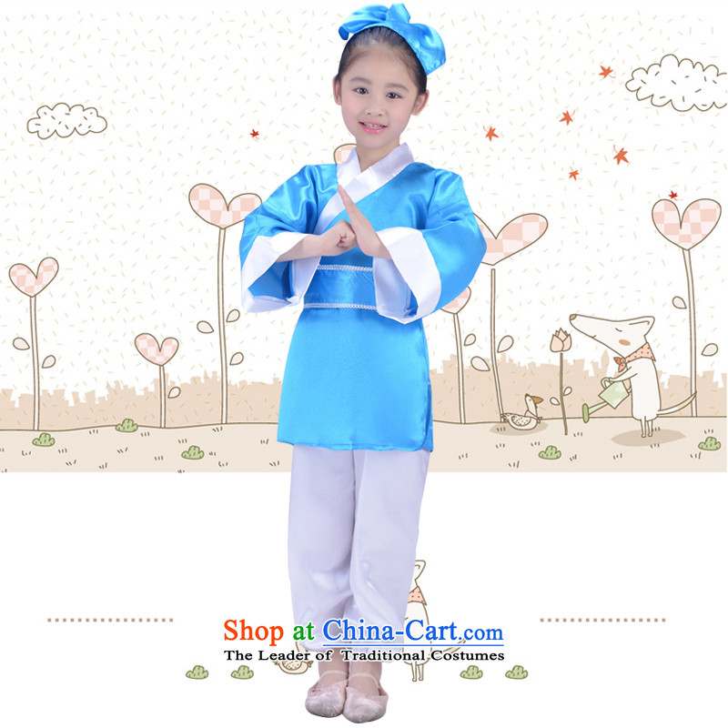 White-collar Corporation will start with the clothing children Han-child care regulation male disciples Neo-confucian show girls three Field Service Books child costumes blue sash_5.30