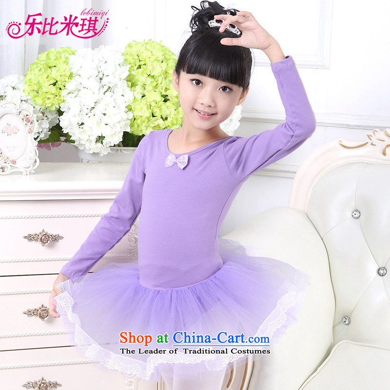 America than M Leung Children Dance serving long-sleeved exercise clothing of autumn and winter girls ballet skirt will pure cotton dance shows service elegant purple 120-130 Lok Kei (LEBIMIQI than m) , , , shopping on the Internet