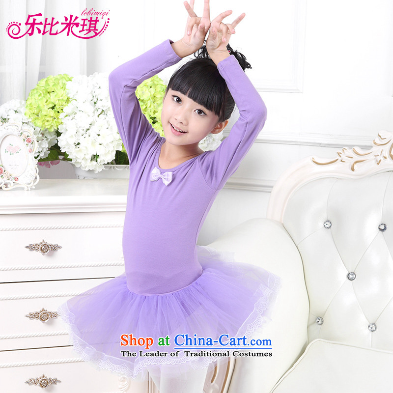 America than M Leung Children Dance serving long-sleeved exercise clothing of autumn and winter girls ballet skirt will pure cotton dance shows service elegant purple 120-130 Lok Kei (LEBIMIQI than m) , , , shopping on the Internet