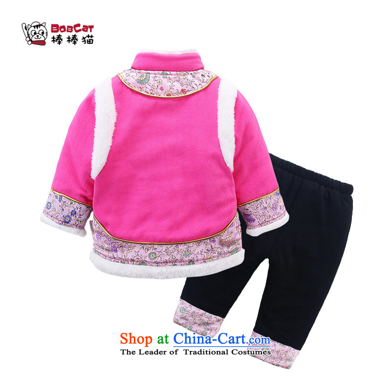 Stick stick cats girls Tang dynasty China wind girl children ãþòâ Tang Dynasty Show Services 0-3-year-old female babies thick winter clothing robe dress jackets with chinese red 100#, stick stick cats shopping on the Internet has been pressed.