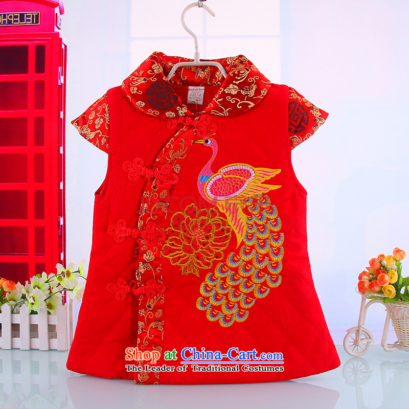 New female child baby winter will load new year ethnic qipao warm Tang Dynasty Show Services Red 120 New Year