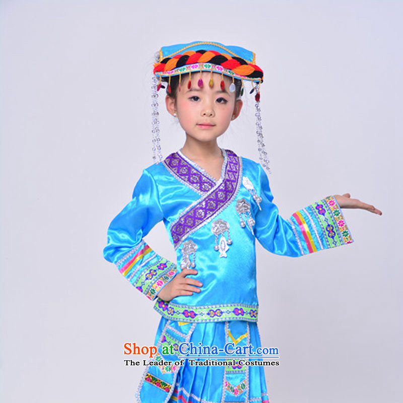 Will dance to children of Yao dance wearing Yunnan ethnic minority girls Tujia-miao wa 160cm, red leather package has been pressed to online shopping